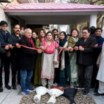 Experienced aesthetic specialist and former member of Punjab Assembly, Ms. Mehnaz Saeed, along with expert dermatologist Dr. Anzla and PFUJ President Afzal Butt, inaugurating the new aesthetic clinic at F-11