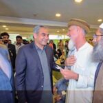 Interior Minister Mohsin Naqvi interacting with citizens at NADRA Mega Center in Nazimabad