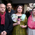Experienced aesthetic specialist and former member of Punjab Assembly, Ms. Mehnaz Saeed talking to APP along with expert dermatologist Dr. Anzla and PFUJ President Afzal Butt after inaugurating the new aesthetic clinic at F-11