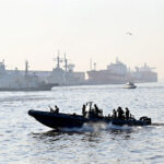 Pakistani navy patrolling during a flag hoisting ceremony of multinational naval exercise AMAN-25