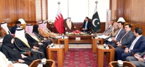 Speaker National Assembly Sardar Ayaz Sadiq in a meeting with Bahraini Parliamentary Delegation headed by Speaker of the Council of Representatives of Bahrain Dr. Ahmed bin Salman Al-Musalam at Parliament House.