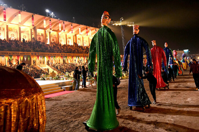 Participants showcase various performances during the inaugural ceremony of the National Horse and Cattle Show 2025 at Fortress Stadium