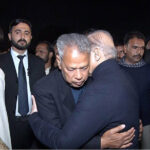 Prime Minister Muhammad Shehbaz Sharif condolences with the family members after namaz-e-janaza of Shaheed Lt. Muhammad Hassan Ashraf