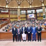 Acting President of the Islamic Republic of Pakistan, Syed Yousaf Raza Gilani and Speaker Punjab Assembly Malik Muhammad Ahmed Khan in a group photograph at the closing ceremony of 1st Joint CPA Asia & South-East Asia Regional Conference at Punjab Assembly