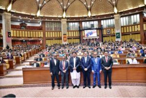 Acting President of the Islamic Republic of Pakistan, Syed Yousaf Raza Gilani and Speaker Punjab Assembly Malik Muhammad Ahmed Khan in a group photograph at the closing ceremony of 1st Joint CPA Asia & South-East Asia Regional Conference at Punjab Assembly