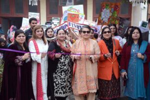 Prof. Dr. Kanwal Ameen (T.I.) Vice Chancellor, GCWUF are visiting food stalls after inaugurate the celebration of Nutrition Month 2025 organized by Department of Nutritional Sciences at Government College Women University Faisalabad(GCWUF).