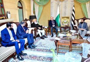 Prime Minister Muhammad Shehbaz Sharif meets with the President of Jamiat Ulema-e-Islam (F), Maulana Fazal-ur-Rehman
