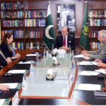 Federal Minister for Finance and Revenue, Senator Muhammad Aurangzeb, in a meeting with Ms. Ayla Majid, Global President of the Association of Chartered Certified Accountants (ACCA), along with her delegation, at the Finance Division