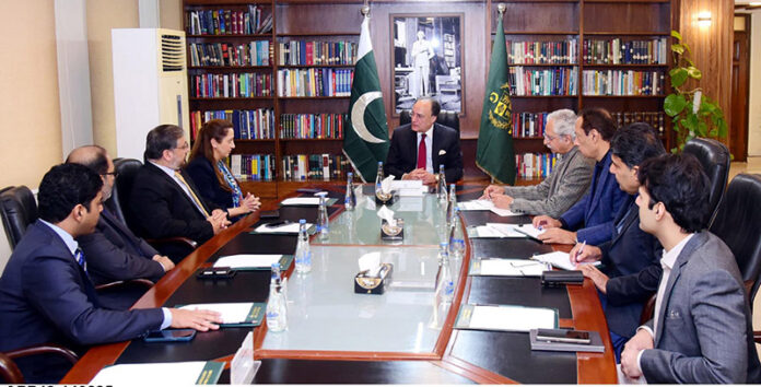 Federal Minister for Finance and Revenue, Senator Muhammad Aurangzeb, in a meeting with Ms. Ayla Majid, Global President of the Association of Chartered Certified Accountants (ACCA), along with her delegation, at the Finance Division
