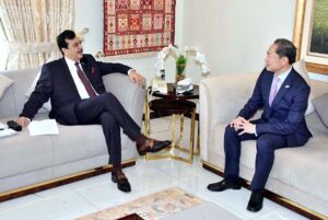 Chairman Senate, Syed Yousuf Raza Gilani in a meeting with Akamatsu Shuichi, Ambassador of Japan.