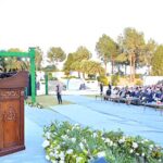 Prime Minister Muhammad Shehbaz Sharif addresses a ceremony organized in connection with Youm-e-Tameer-o-Taraqqi