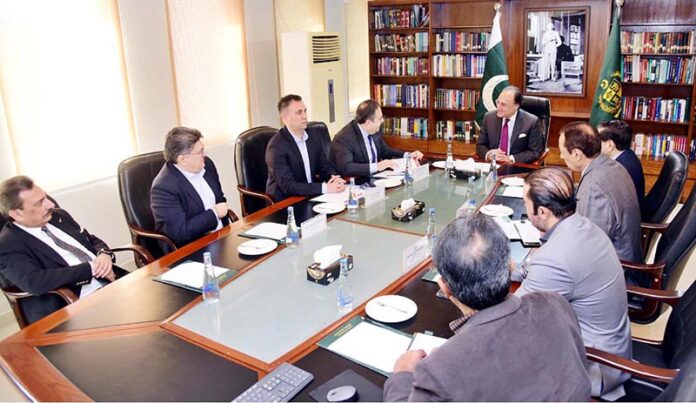 Federal Minister for Finance and Revenue, Senator Muhammad Aurangzeb in a meeting with a high-level Turkish delegation led by Mr. Atilla Yerlikaya, President of Corporate Affairs, Communications, and Sustainability, Anadolu Group, who called on the Minister at the Finance division in federal capital