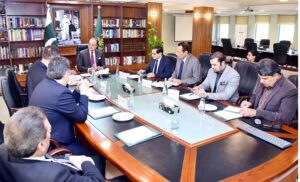Federal Minister for Finance and Revenue, Senator Muhammad Aurangzeb in a meeting with a high-level Turkish delegation led by Mr. Atilla Yerlikaya, President of Corporate Affairs, Communications, and Sustainability, Anadolu Group, who called on the Minister at the Finance division in federal capital