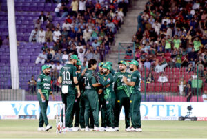 A view of enthusiastic cricket fans crowd through the camera lens during the Tri-Nation Series Final ODI between Pakistan and New Zealand at the National Stadium, Karachi