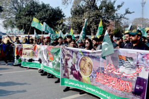 Deputy Commissioner (DC) Captain (Retd) Nadeem Nasir lead a walk to express solidarity with people of Indian Illegally Occupied Jammu and Kashmir (IIOJK) on the occasion of Kashmir Solidarity Day at TMA.