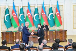 Prime Minister Muhammad Shehbaz Sharif and President of Azerbaijan H.E. Ilham Aliyev witness the exchange of agreements and MoUs in various sectors between Pakistan and Azerbaijan.