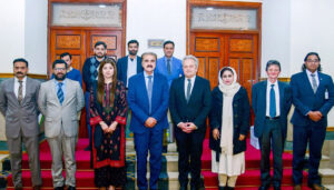 The Hungarian delegation, headed by Tamás Vargha, Deputy Minister of Defence and Co-Chair of the Pakistan-Hungary Joint Economic Commission along with Béla Fazekas, Ambassador of Hungary to Pakistan during a visit to the Special Investment Facilitation Council (SIFC)