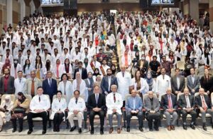 Ahsan Iqbal, Minister for Planning, Development & Special Initiatives addressing to the 165th White Coat Ceremony at King Edward Medical College.