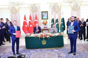 President of Turkiye, Recep Tayyip Erdogan and Prime Minister of Pakistan Muhammad Shehbaz Sharif witness exchange of MoUs and Agreements signed between Turkiye and Pakistan with regard to cooperation in different fields