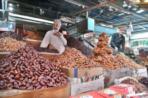 A vendor displaying Date to attract the customer in connection with upcoming Islamic month of Ramadan at Tower Market.