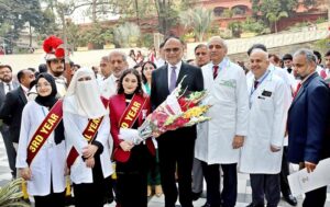Ahsan Iqbal, Minister for Planning, Development & Special Initiatives addressing to the 165th White Coat Ceremony at King Edward Medical College.