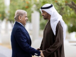 Prime Minister Muhammad Shehbaz Sharif and President of UAE His Highness Sheikh Mohamed bin Zayed Al Nahyan met in Abudhabi, on the sidelines of World Governments Summit.