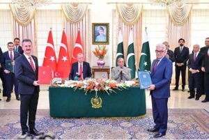 President of Turkiye, Recep Tayyip Erdogan and Prime Minister of Pakistan Muhammad Shehbaz Sharif witness exchange of MoUs and Agreements signed between Turkiye and Pakistan with regard to cooperation in different fields