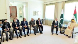 Prime Minister Muhammad Shehbaz Sharif and Vice President, Prime Minister & Ruler of Dubai His Highness Sheikh Mohammed bin Rashid Al Maktoum met on the sidelines of World Governments Summit.