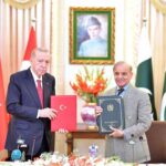 President of Turkiye, Recep Tayyip Erdogan and Prime Minister of Pakistan Muhammad Shehbaz Sharif exchange document of joint declaration of 7th meeting of Turkiye-Pakistan High Level Strategic Cooperation Council