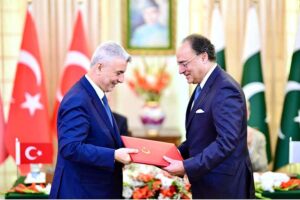 President of Turkiye, Recep Tayyip Erdogan and Prime Minister of Pakistan Muhammad Shehbaz Sharif witness exchange of MoUs and Agreements signed between Turkiye and Pakistan with regard to cooperation in different fields