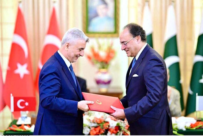 President of Turkiye, Recep Tayyip Erdogan and Prime Minister of Pakistan Muhammad Shehbaz Sharif witness exchange of MoUs and Agreements signed between Turkiye and Pakistan with regard to cooperation in different fields