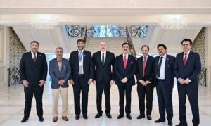 Chairman Senate, Syed Yousuf Raza Gillani in a meeting with President Of The Republic Of Azerbaijan Ilham Heydar Oghlu Aliyev.