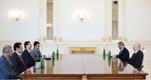 Chairman Senate, Syed Yousuf Raza Gillani in a meeting with President Of The Republic Of Azerbaijan Ilham Heydar Oghlu Aliyev.