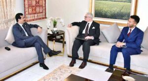 Chairman Senate, Syed Yousuf Raza Gilani in a meeting with Mr. Zach Harkenrider, Minister counsellor for political affairs of the embassy of the United States of America.