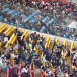 Cricket fans enjoy the thrilling action during the Tri-Nation Series' third One-Day International (ODI) between Pakistan and South Africa at the National Bank Stadium