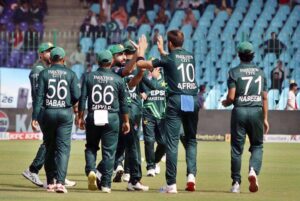 South Africa's captain Temba Bavuma prepares to run after striking the ball during the Tri-Nation series third one-day international (ODI) cricket match between Pakistan and South Africa at the National Stadium in Karachi