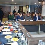 Provincial Minister for Health & Emergency Services Khawaja Salman Rafique is addressing the business community during a meeting at Faisalabad Chamber of Commerce & Industry (FCCI)