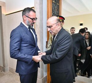President Asif Ali Zardari offering his condolences over the demise of Prince Karim Aga Khan with Prince Rahim Al-Hussaini Aga Khan.