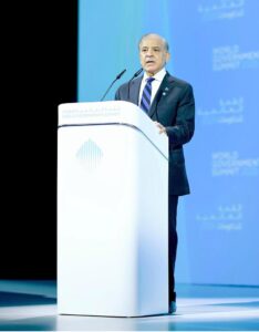 Prime Minister Muhammad Shehbaz Sharif addresses the World Governments Summit 2025.