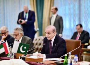 Prime Minister Muhammad Shehbaz Sharif and Crown Prince of Abu Dhabi His Highness Sheikh Khaled bin Mohamed bin Zayed Al Nahyan in delegation level talks.