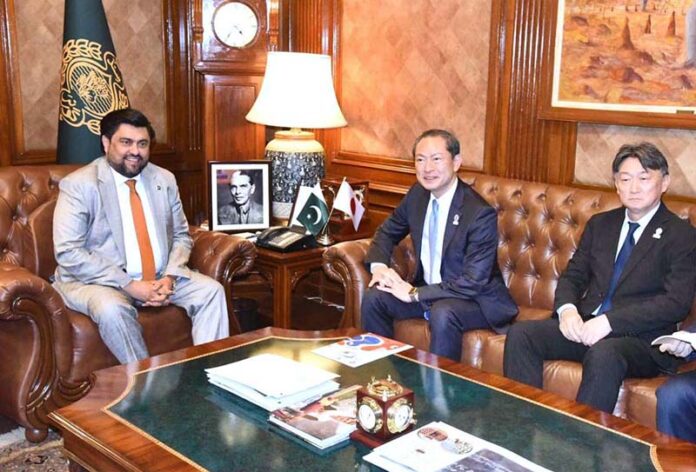 Ambassador of Japan Akamatsu Shichi calls on Sindh Governor Kamran Khan Tessori at Governor House. Consul General of Japan Tashikazu Isomura is also present