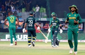 Pakistan's Babar Azam plays a shot during the ODI cricket match of Tri-Nation series between Pakistan and South Africa at the National Stadium