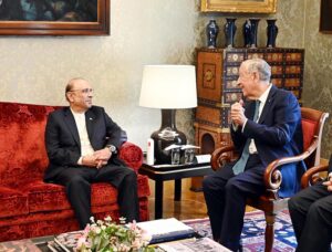 President Asif Ali Zardari meeting with the President of Portugal, Mr. Marcelo Rebelo de Sousa, at the Palacio Nacional de Belem.