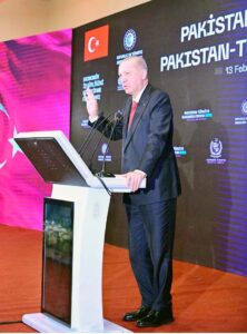 Turkish President Recep Tayyip Erdogan addresses Pakistan-Turkiye Business Forum