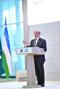 Prime Minister Muhammad Shehbaz Sharif addressing Pakistan Uzbekistan Business Forum.