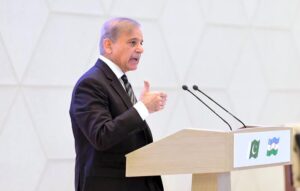 Prime Minister Muhammad Shehbaz Sharif addressing Pakistan Uzbekistan Business Forum.