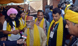 Additional Secretary Shrines, Saif Ullah Khokhar, greets Hindu Yatrees upon their arrival at JCP Wagah.