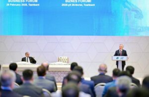 Prime Minister Muhammad Shehbaz Sharif addressing Pakistan Uzbekistan Business Forum.