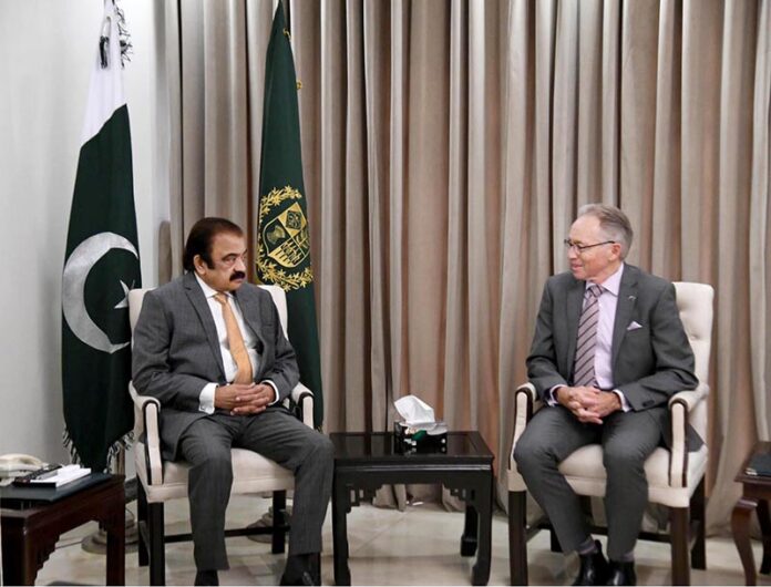 Federal Minister for Inter-Provincial Coordination Rana Sanaullah and Australian High Commissioner Neil Hawkins discuss bilateral relations and mutual cooperation