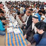 Ambassador Faisal Niaz Tirmizi, Pakistan's Envoy to the UAE, joins attendees for Iftar meal at the Ramadan Iftar tent setup by Vista Maritime Travel and Tourism at Port Rashid